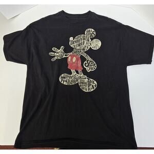 Mickey Mouse Portrait Words Hanes Disney Black T-Shirt Mens XXL